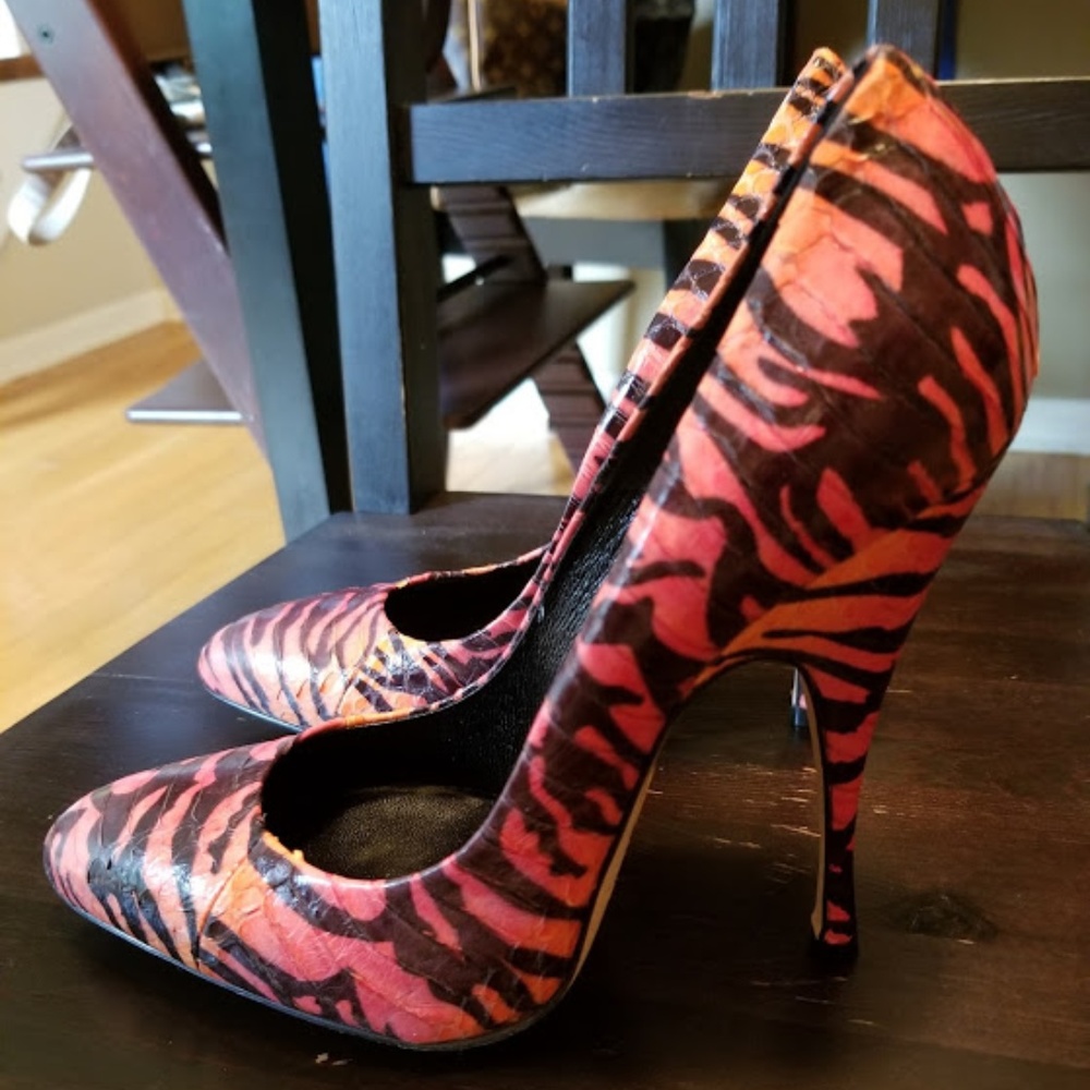 Brian Atwood Orange Tiger-Print 36.5